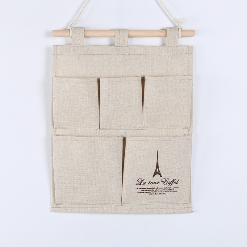 Puting hanging storage bag pockets organizer door wall chest holder customized white Eiffel