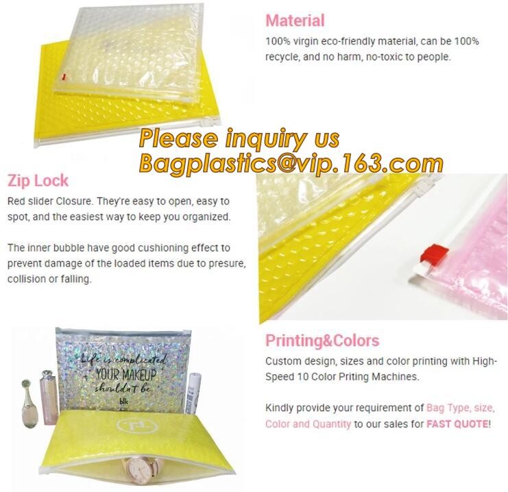 Custom Bubble Zip lockkk Packaging Bag Slider Padded Bag,Anti Shock Plastic PE Material Mailer Zip Lock Padded Bag /Slider