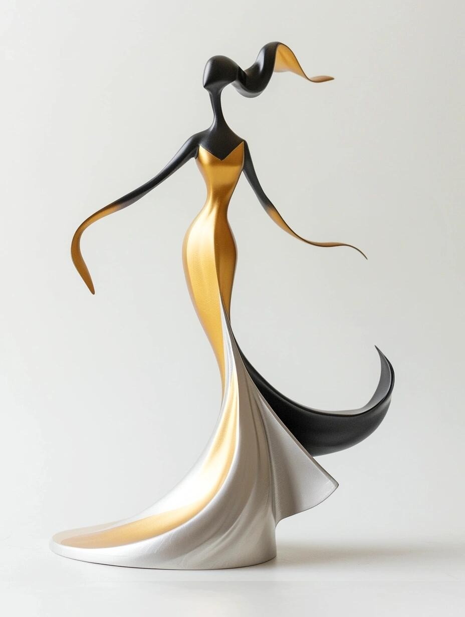 NEXTOP Simple Glamour Silhouette Dancing Metal Sculpture Hotel Villa Showpiece