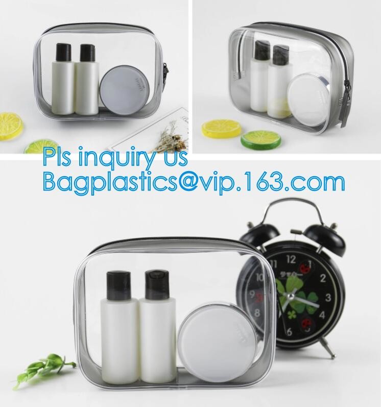 Bulk ladies travel pvc clear promotion make up bag, Toilet Towel Packaging Custom Clear Plastic PVC Travel Cosmetic Bag