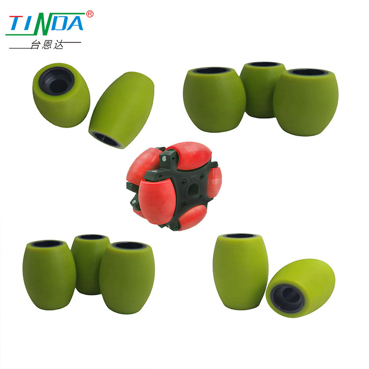 Flexible Polyurethane Rubber Mecanum Wheel Stainless Steel Core Low Noise Smooth Grip