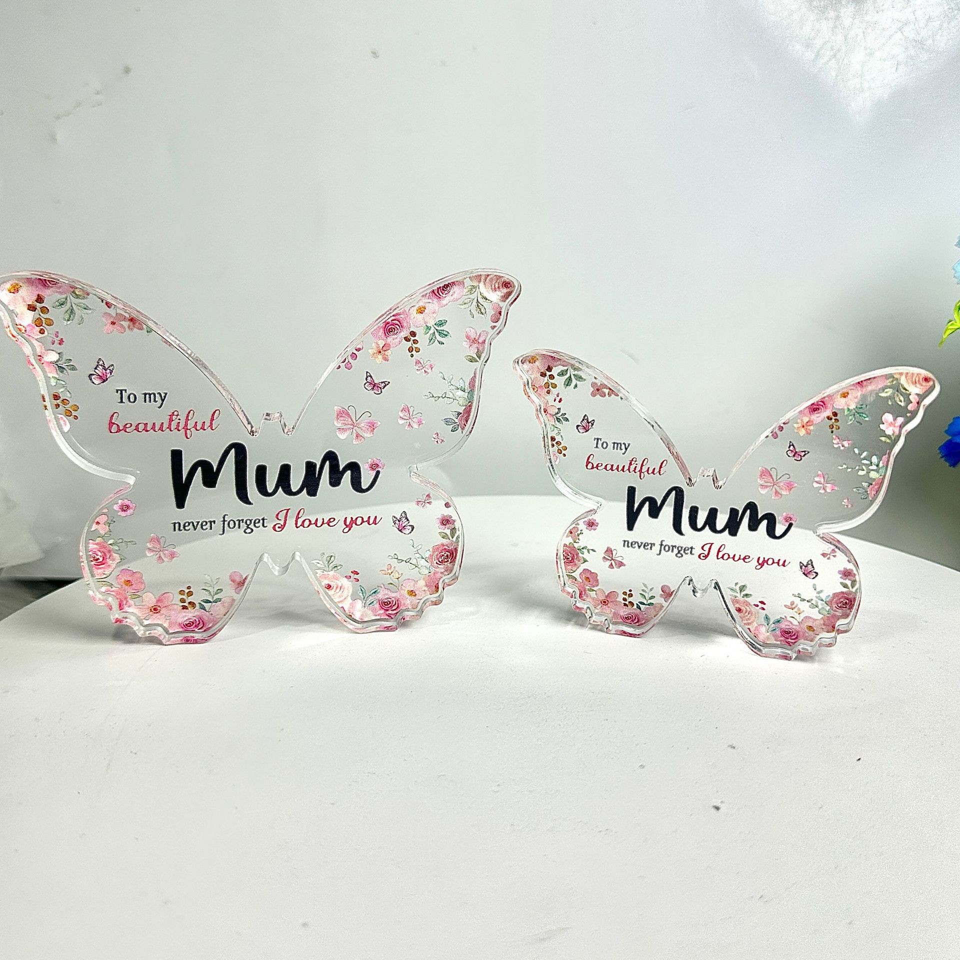 Stylish Acrylic Butterfly Thanksgiving Plaque For Mother's Day Surprise Gift Desktop Decor With Custom Printing