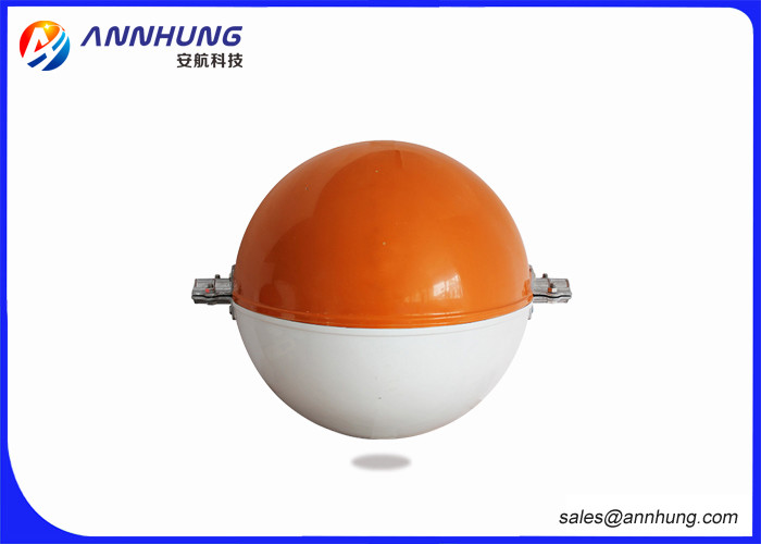Red Orange Power Line Marker Balls On Electrical Transmission Lines
