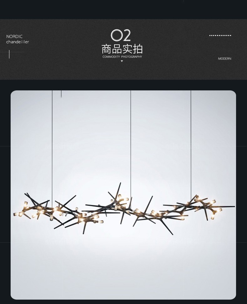Postmodern Thorn Designer Chandeliers Creative Living Room Villa black chandelier(WH-MI-412)