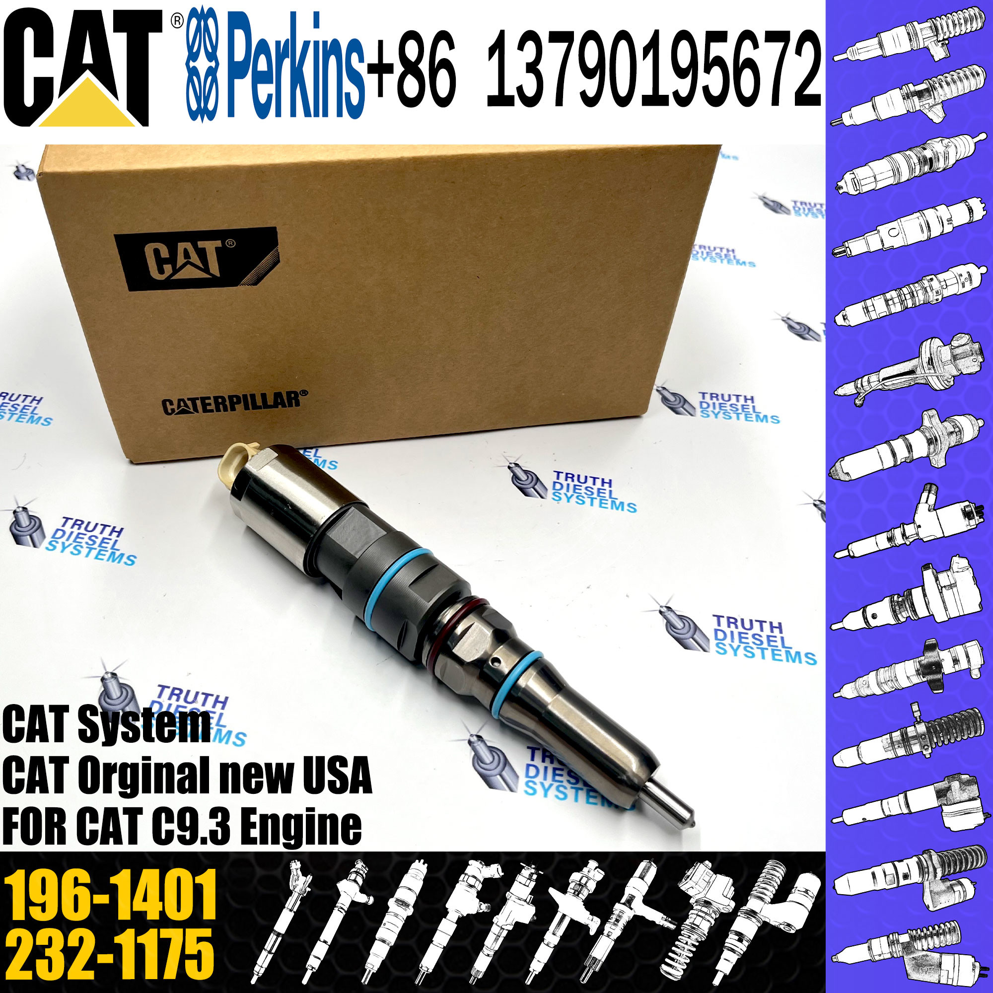 Diesel Common Fuel Rail Engine Injector 196-1401 138-8756 456-3589 155-1819 324-5467 232-1183 364-8024
