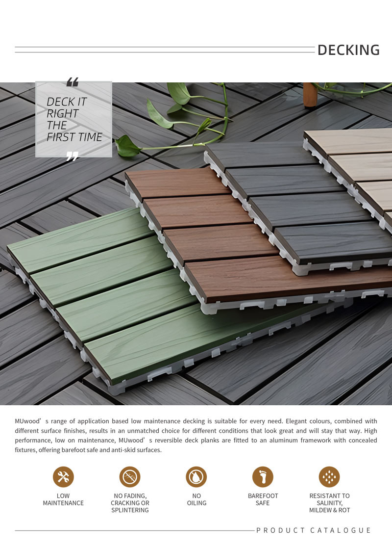 Patio Hardwood Deck Tiles Waterproof Wood Floor Tiles Low Maintenance