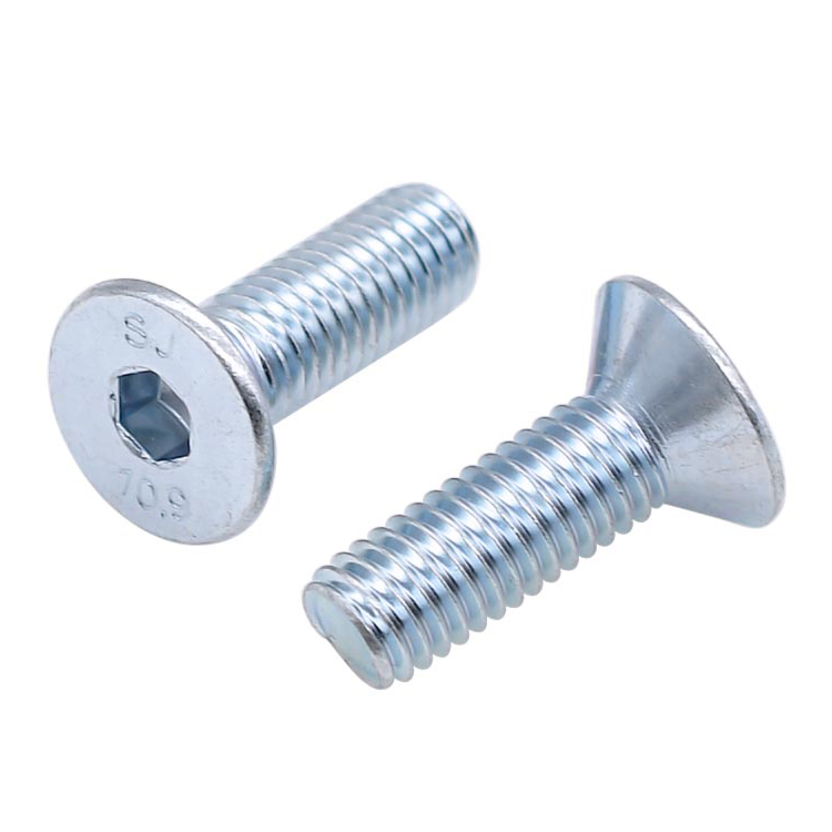 Handan Fastener Direct White Blue Zinc Plated DIN7991 CSK Flat Head Hex Socket Bolt Screw