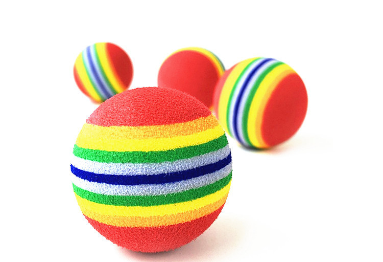 Interactive Elastic Material Rainbow Ball Pets Toy Silently Teasing Cats