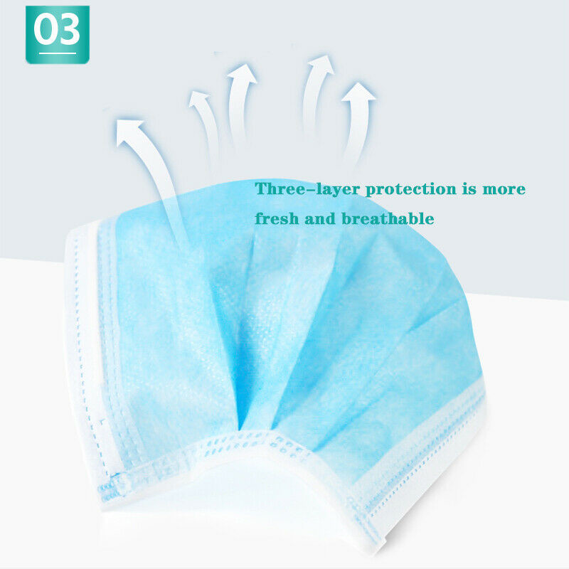 3 Ply Disposable Medical Mask Earloop Surgical Face Mask Non Woven Blue Color
