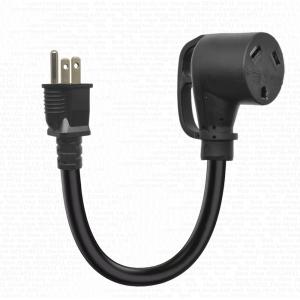 China RV Guard 30 Amp to 110 Volt Adapter Cord 12 Inch NEMA 5-15P to NEMA TT-30R SJTW Wire Type RV Electrical Power Adapter on sale