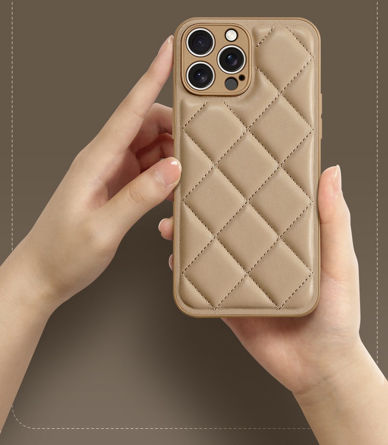 PU Lingge Winter Down Jacket Mobile Phone Cases for iPhone 15 Pro Max Lingge Material