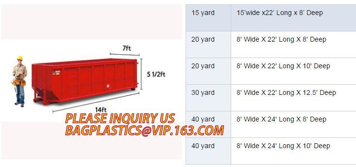 Waste Disposal Dumpster, Open Top Roll Off Drawstring Container Liners, Dumpster Liners, Facility Liners