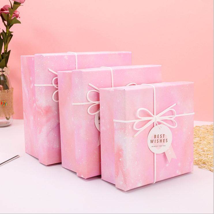 Custom Printing Square Foldable Luxury Paper Gift Box With Ribbon