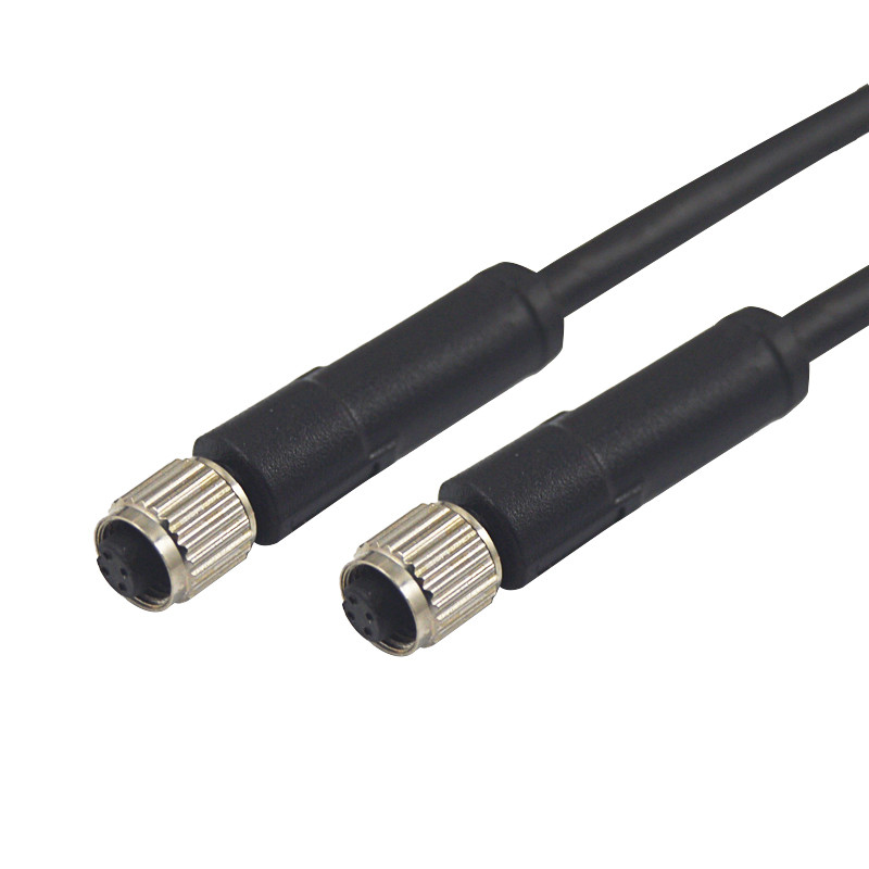 Straight Molded Waterproof Cable Connector 4P 5P 3P 2P Coding A Female M5 Connector