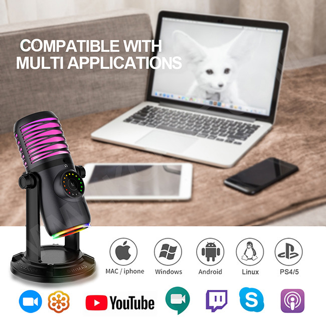 4 Pickup Patterns USB Condenser Microphone For PC / Mac / Gaming