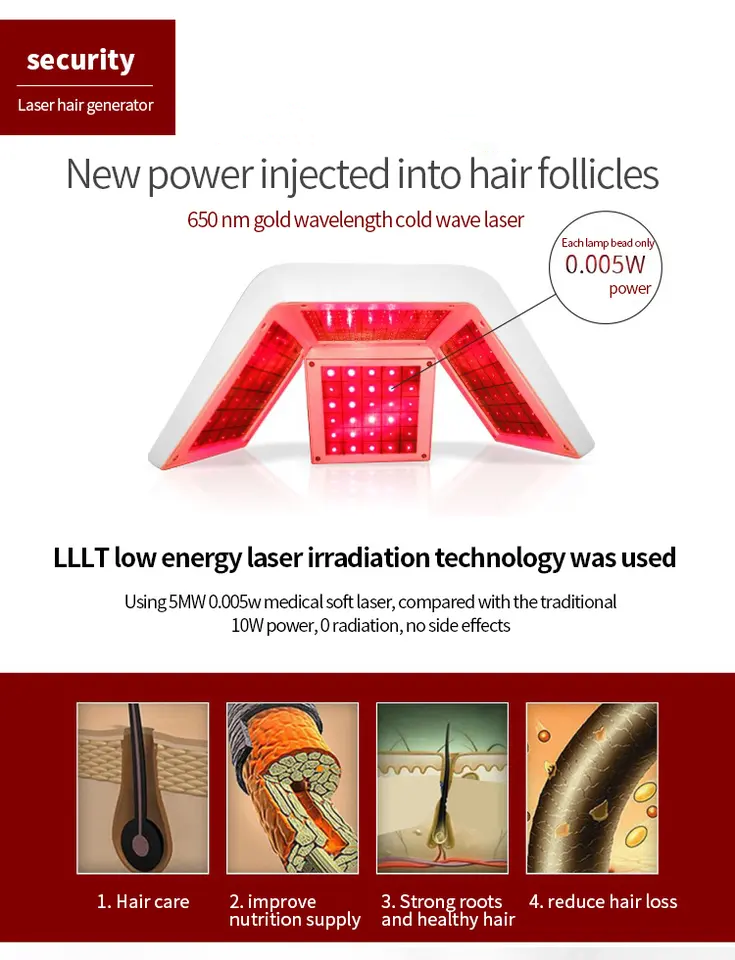 Painless PDT LED Light Therapy Machine 650nm Diode Laser Hair Growth Device