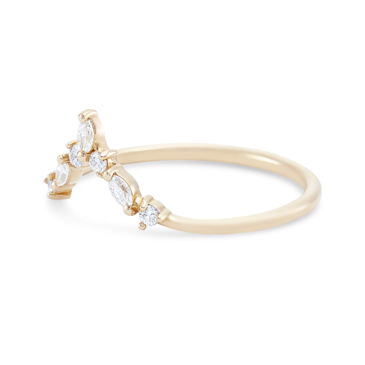V-Shaped Stacking Rings with Around and Marquise White CZ in 925 Sterling Silver