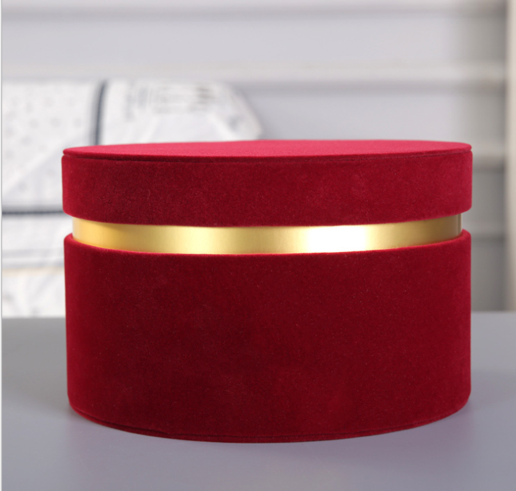 Flower Package Suede Velvet Cardboard Rose Box Packaging for Gift Hat Paper Box Custom