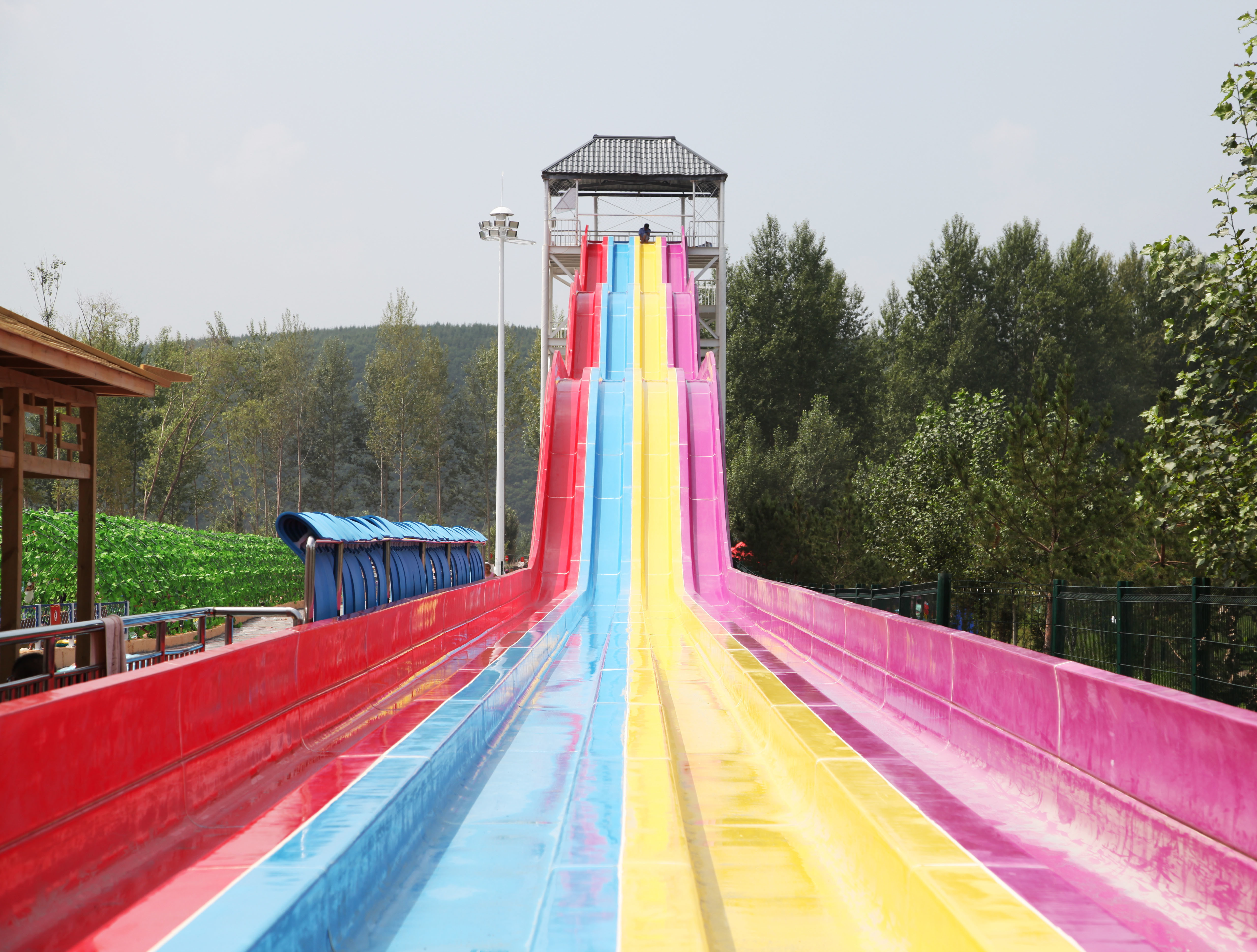 Colorful Above Ground Fiberglass Water Slides , Fiberglass Pool Slide for Amusement Park