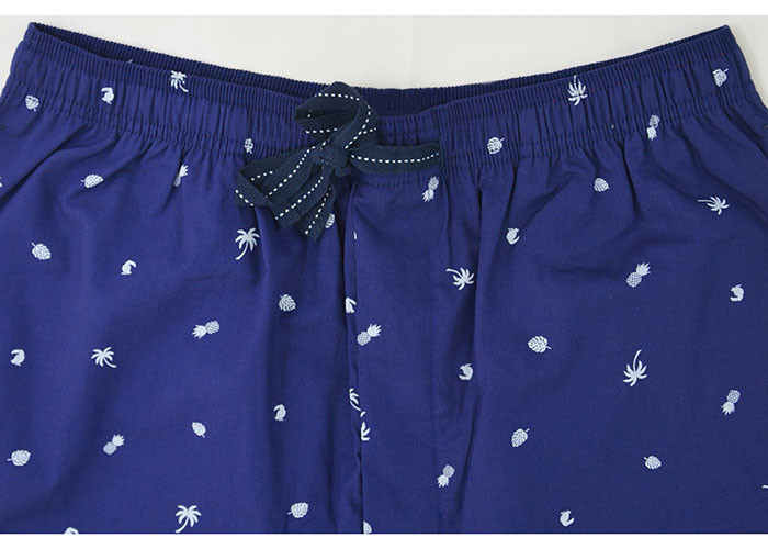 Anti Pilling Mens Luxury Sleepwear Woven Cotton Poplin Printed Pajamas Shorts