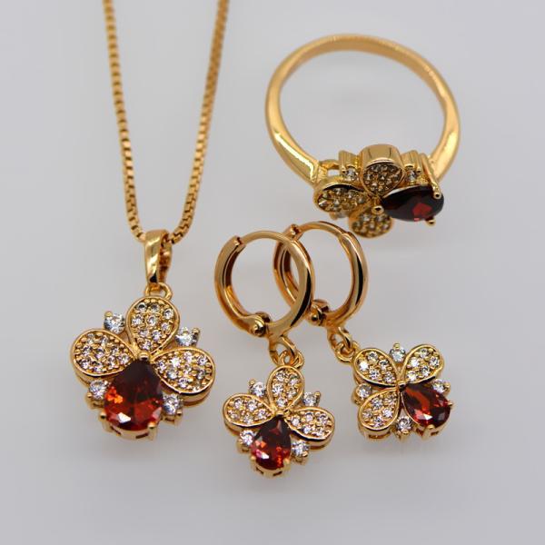 New Trendy Jewelry Set Women Party Gift 18K Real Gold Plated white zircon