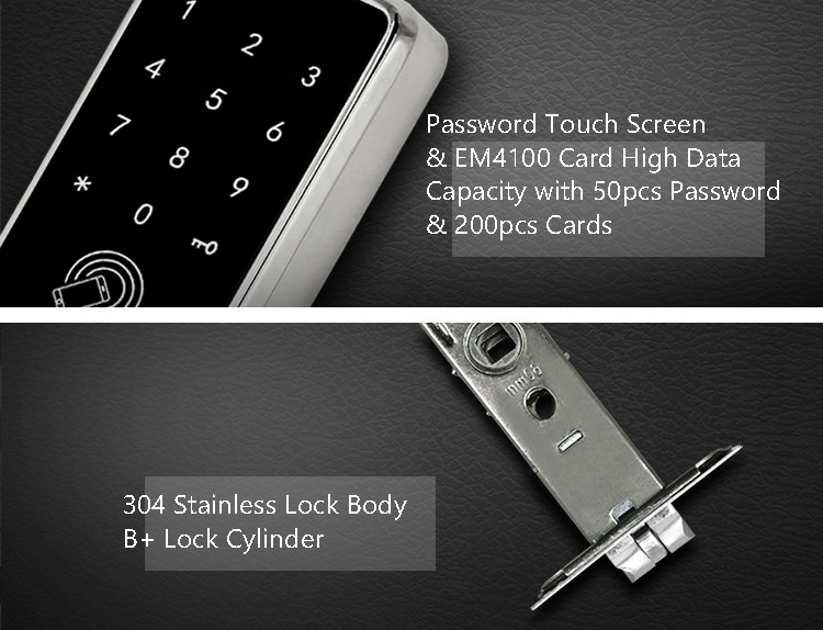 Apartment Digital Front Door Lock , Bluetooth Electronic Keyless Door Locks