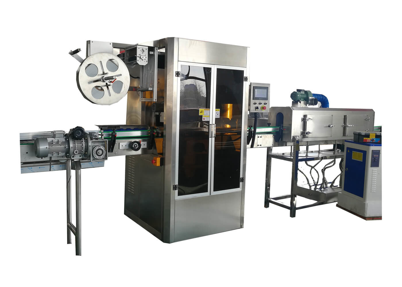 High Quality Full Automatic 250BPM Round Bottle Heat Shrink Sleeve Labeling Applicator Shrinking Labeler