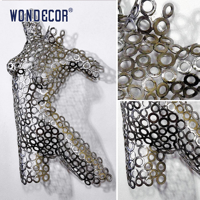 Circular Splicing Female Torso Stainless Steel Abstract Sculpture Wall Decoration