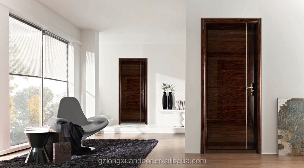 Interior HDF MDF flush door with aluminium strip