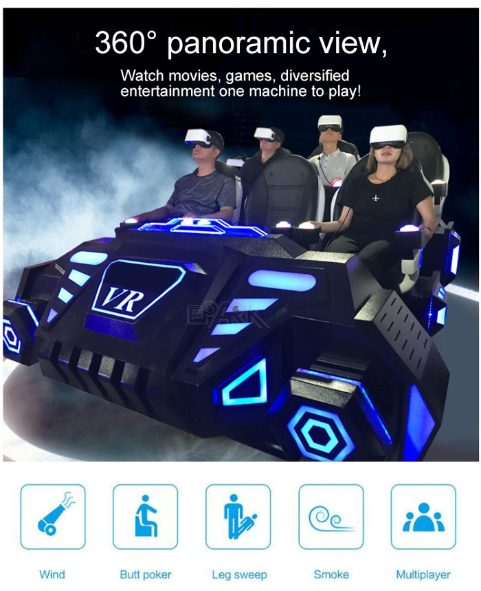 4500W 9D Virtual Reality Simulator Six Players Chariot Simulation Game Machine