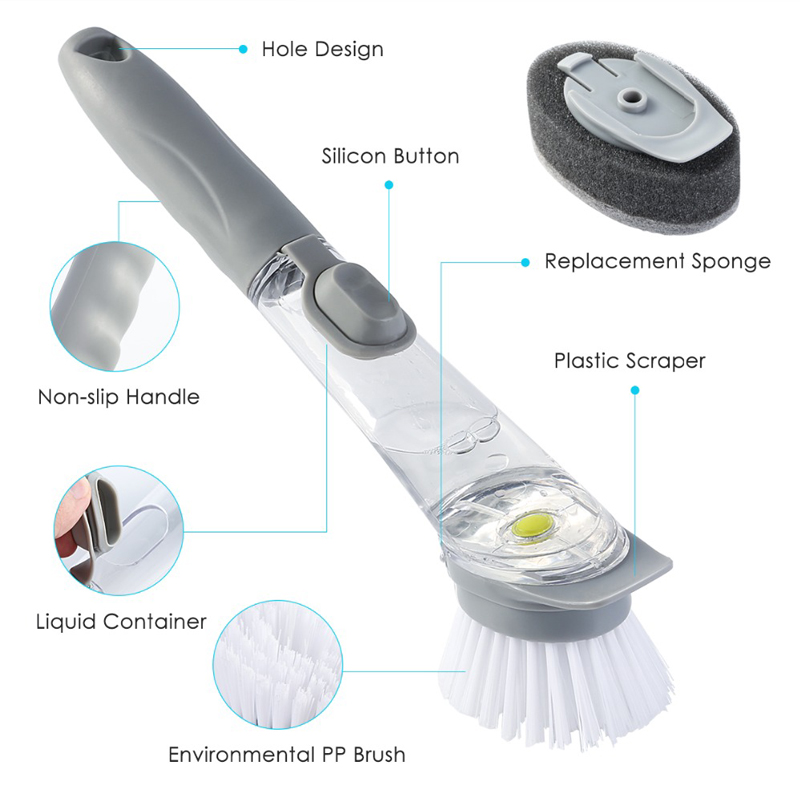 Dual purpose type cleaning brush,Kitchen Pot Cleaner Tool,Scrubber Dish Bowl Washing Sponge Kitchen Dish Washing Brush Pot Brush