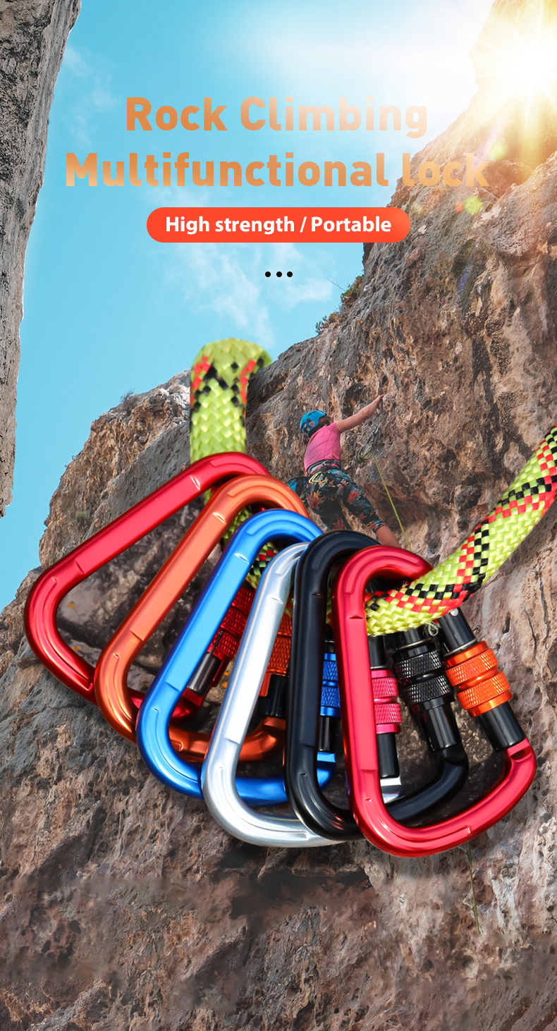 Customization Color Aviation Aluminum 7075 Carabiner Heavy Industry Climbing Accessory