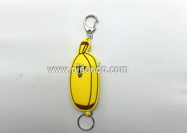 Quality Amazon hot sale stationery gift soft pvc cartoon animal cover retractable banana shape fruit ID badge reel for sale