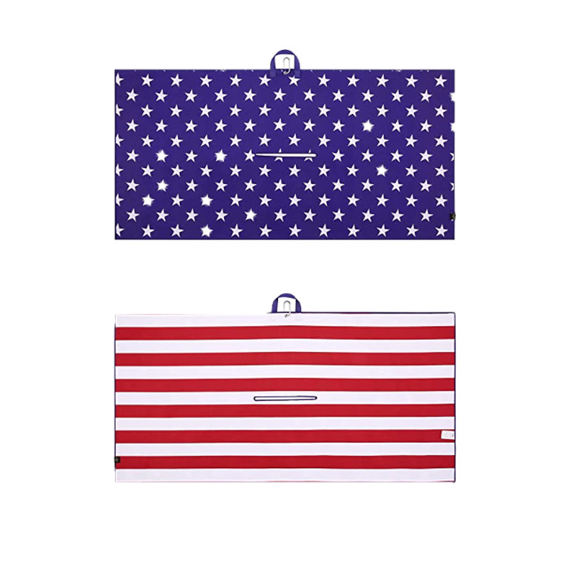 Customized Embroidery Logo Heavy Duty Carabiner Clip Convenient Hook Loop Fastene Premium Microfiber Waffle Golf Towel