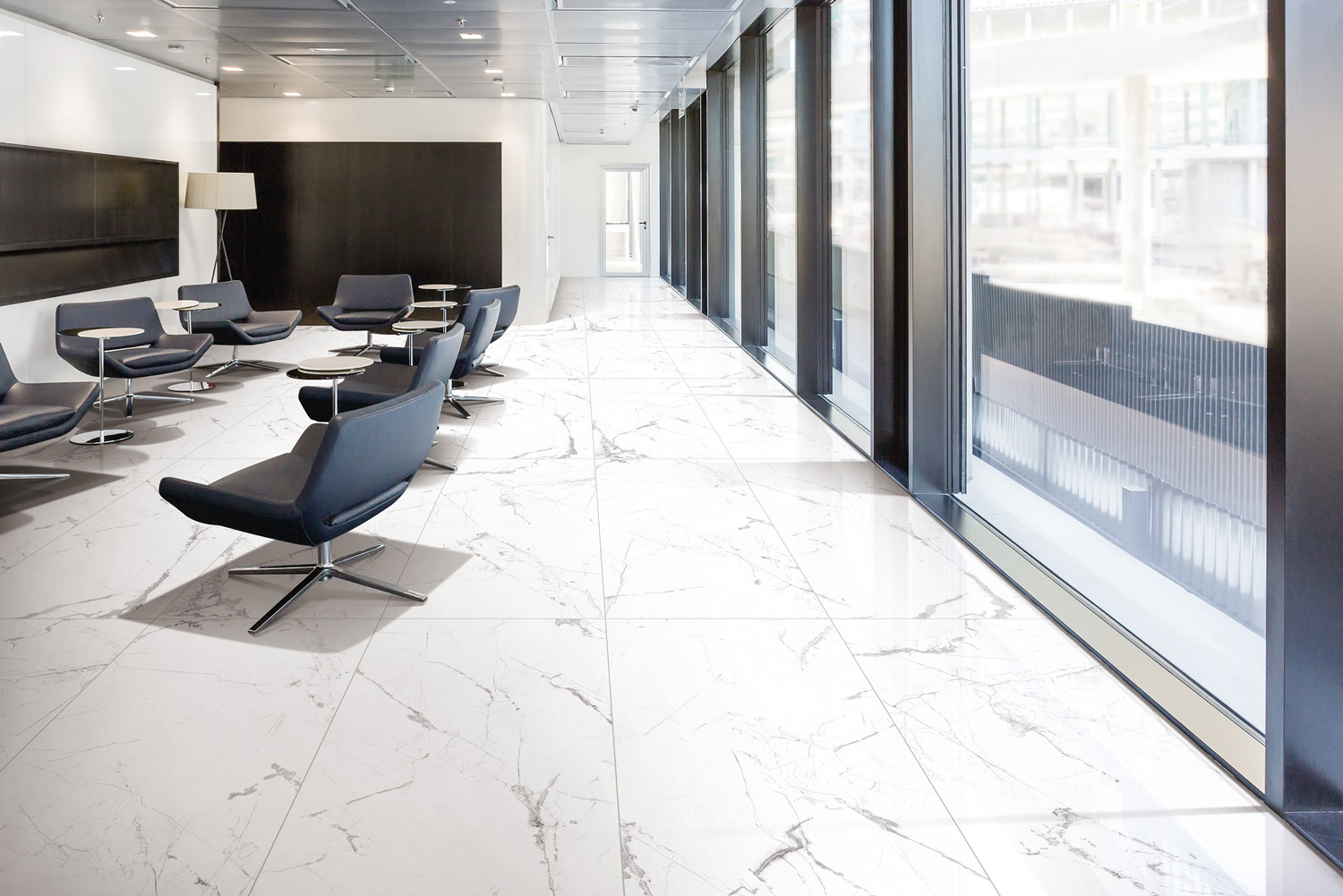 White Carrara Soft Glazed Porcelain Floor Tiles For Project 1200x600mm