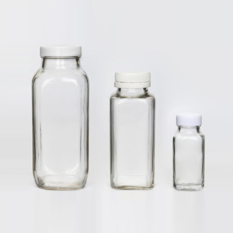 Plastic Lids Glass Drink Bottles 300ml 500ml Juice Packaging Containers