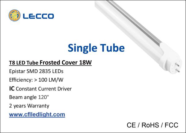 SMD 2835 Led Tri Proof Light 18W Single Tube , T8 18w Fluorescent Tubes 80 LM /