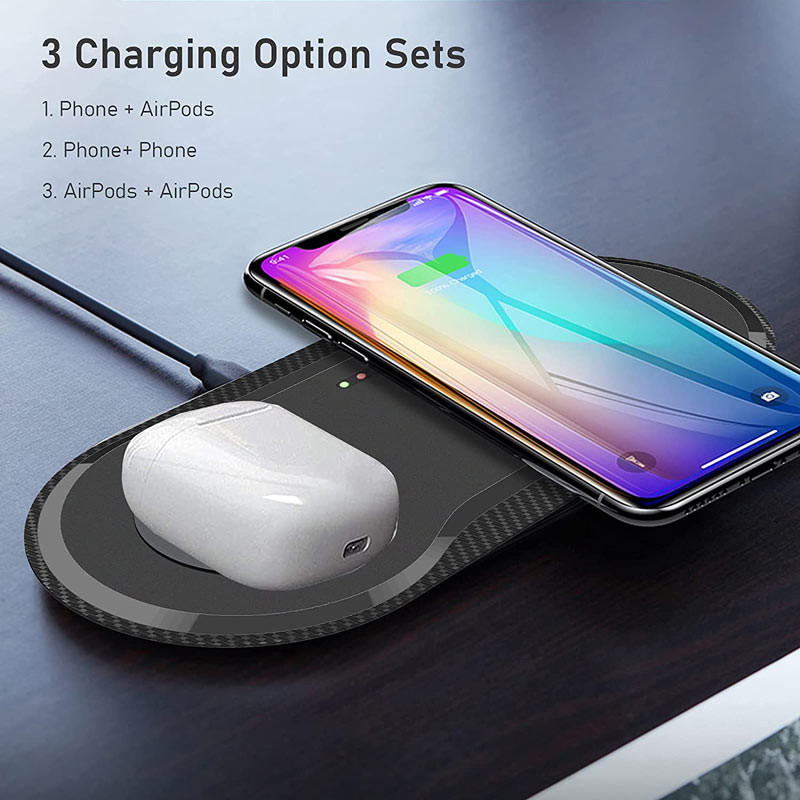 2 In 1 Qi 15W Multi Function Wireless Charger Pad Custom Logo