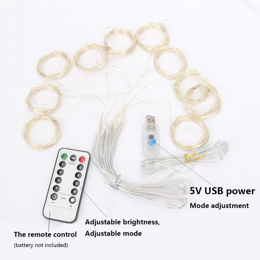 3M LED Curtain Lamp USB String Lights Remote Control Fairy Light Garland For New Year Christmas Home Wedding Decoration