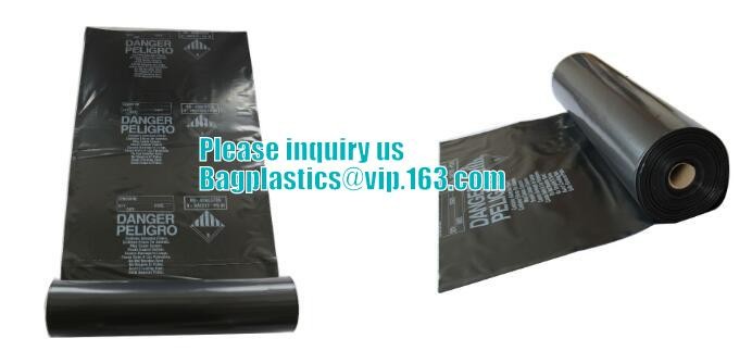 Hazardous Waste Yellow Plastic Bag Asbestos Garbage Bag,large size thicker LDPE asbestos remove bags,asbestos garbage ba