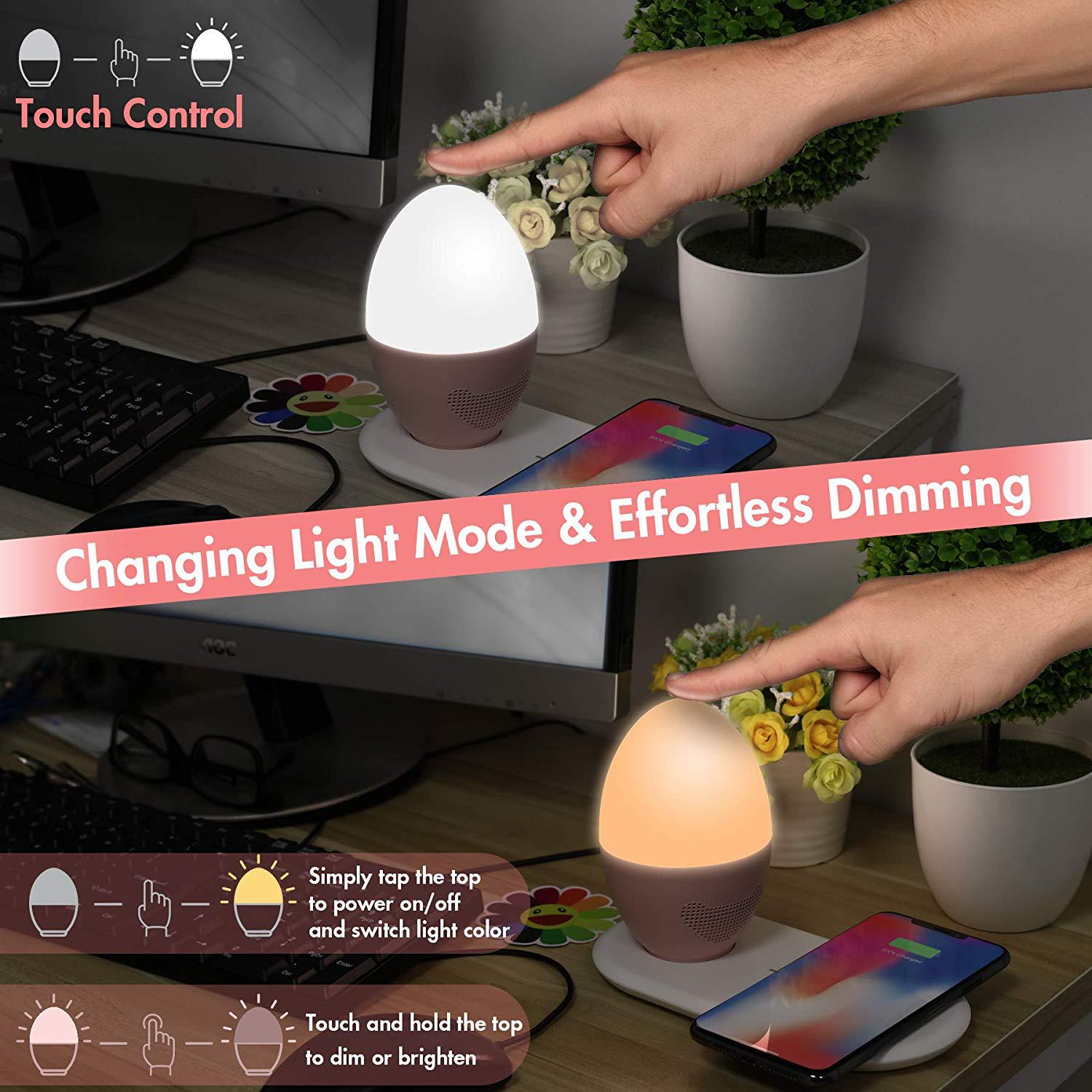 3 In 1 1200mAh 5W Wireless Charger Night Light 2700K With Speaker Touch