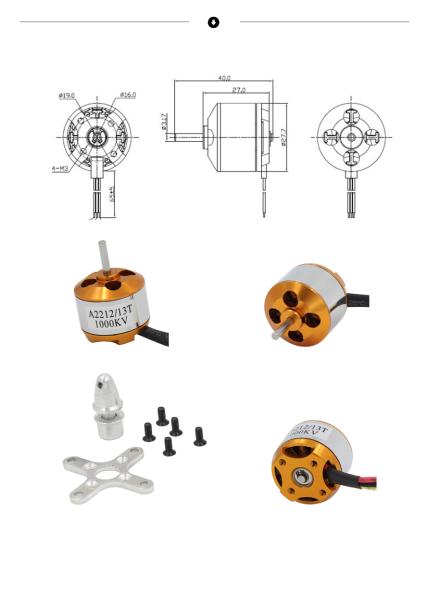 Rc small helicopter electric brushless motormulticopter outrunner 2212 1000kv