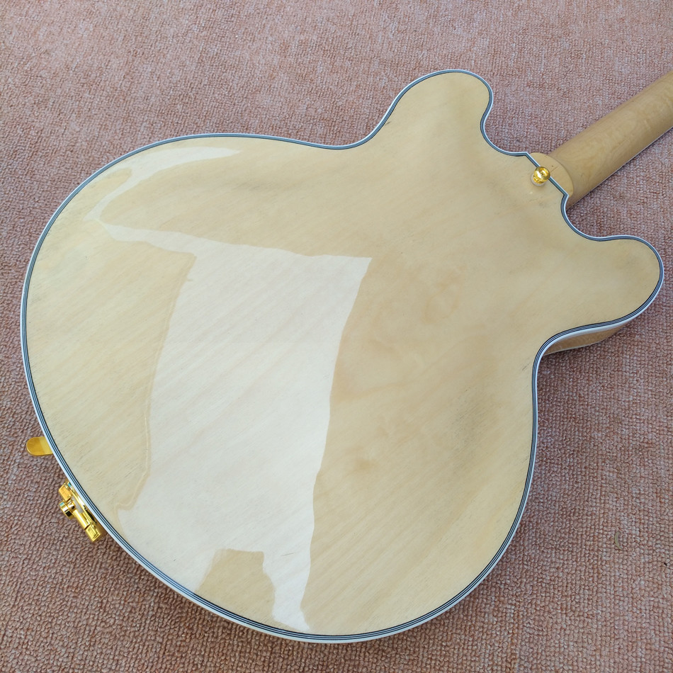 Hollow body jazz 335 electric guitar, Maple top gold hardware electric guitar with Tremolo system, free shipping