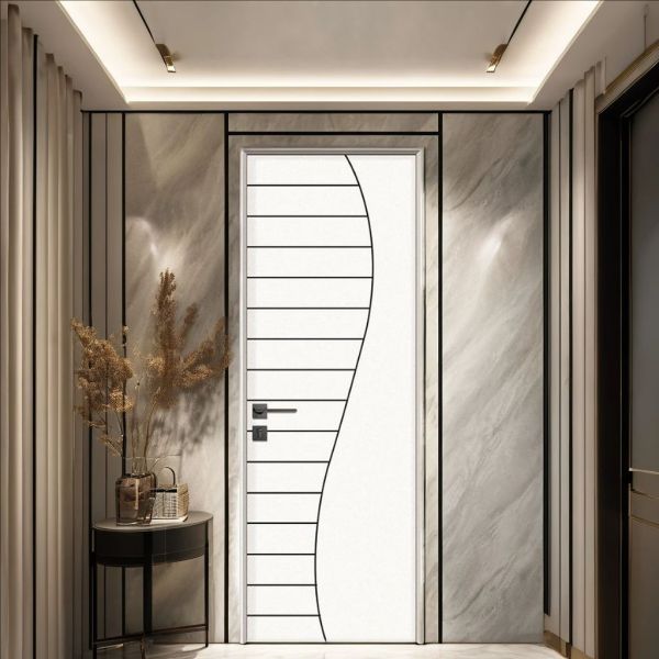 Quality Postmodern Design Formaldehyde-free Low Maintenance WPC Hollow Composite Door for Interior Use for sale