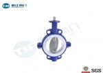 PTFE Lined Wafer Style Butterfly Valve Class 150 Cast Iron / WCB Type Optional