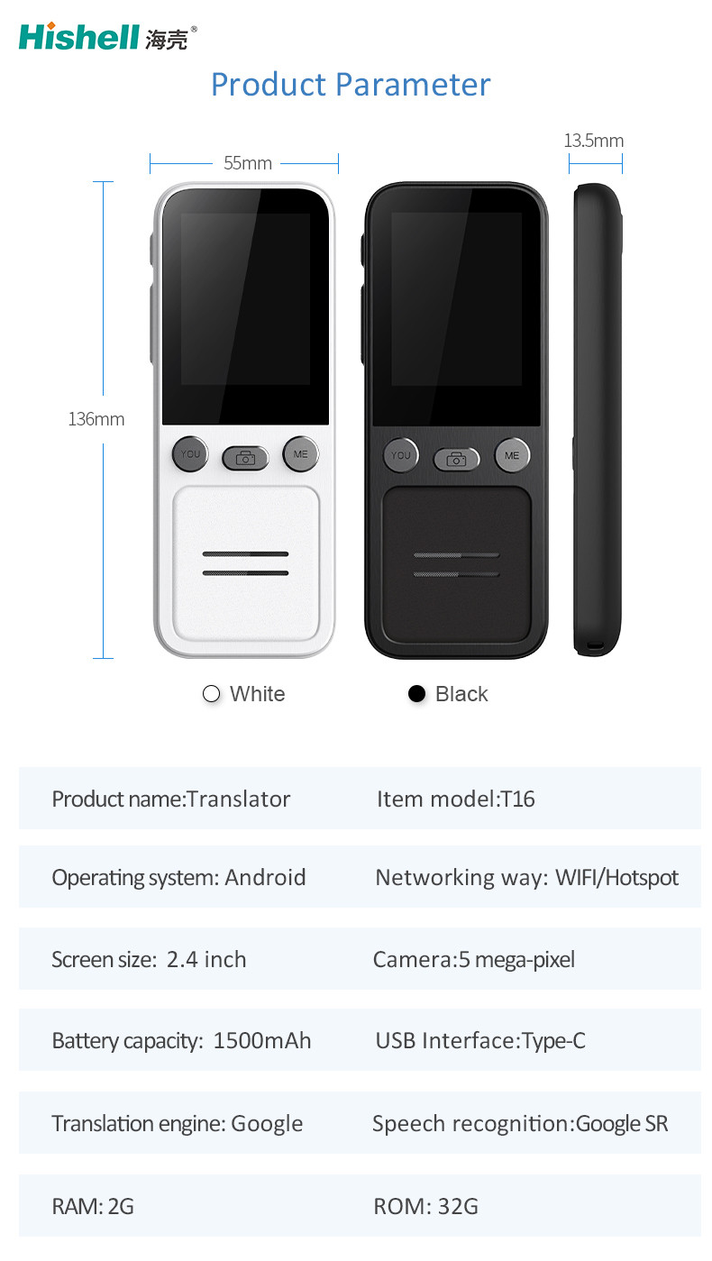 138 Multilingual Voice Translator Android Google Real Time Translation Device T16