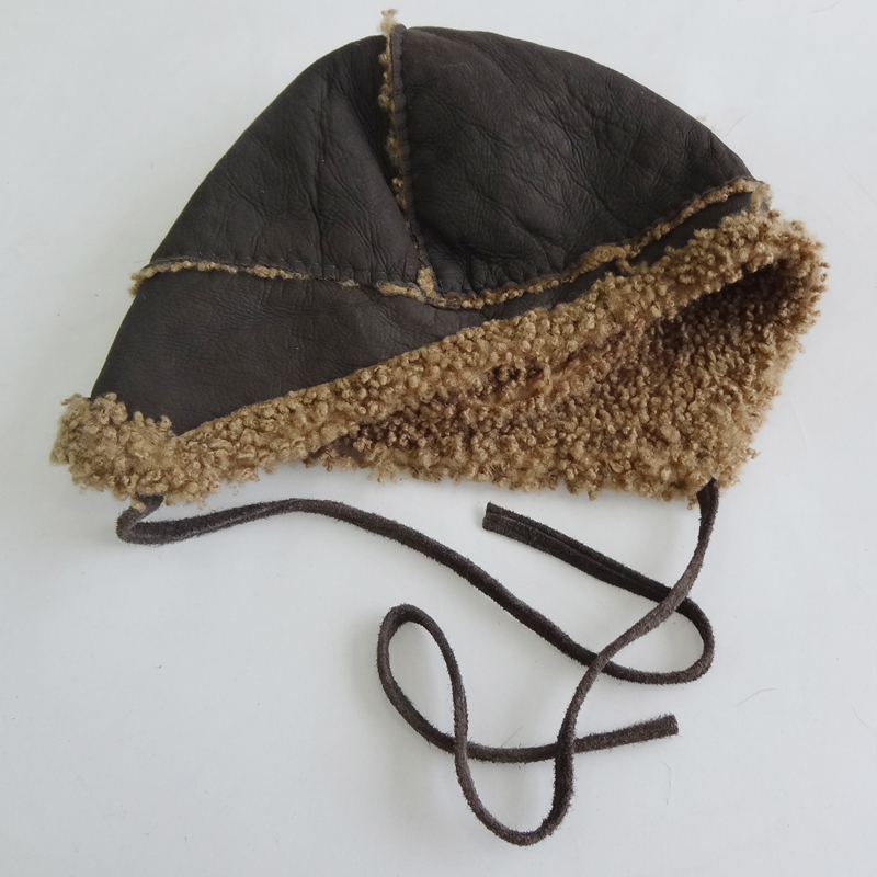 Merino Rolled Wool Sheepskin Winter Sheepskin Hats Earflap Type For Children