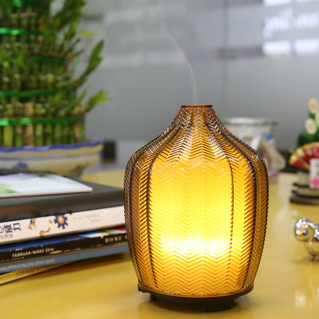 Homefish OEM Commercial Art Glass Aroma Diffuser Nebulizer Essential Oil 120ml Scent Machine Ultrasonic Aroma Diffusers