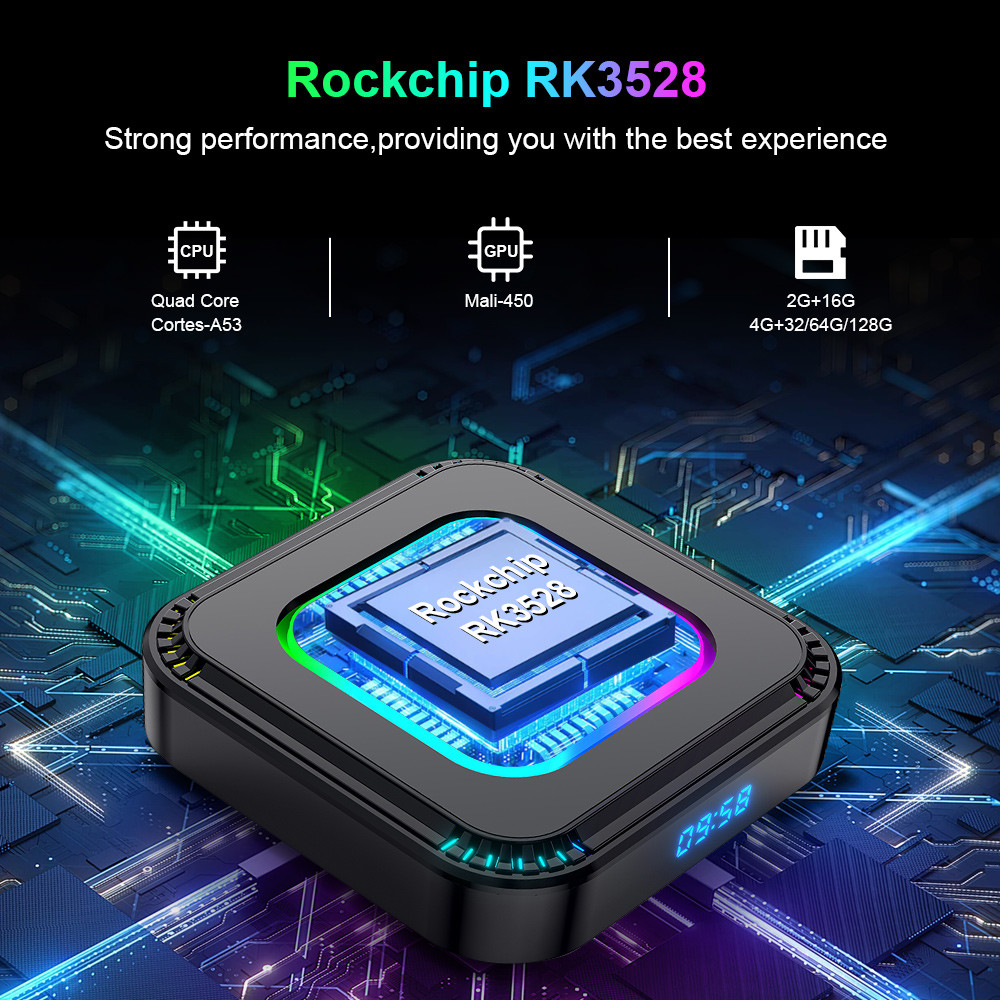 8K WiFi DIY IPTV Box Android 13.0 TV Box With Colorful LED Lights