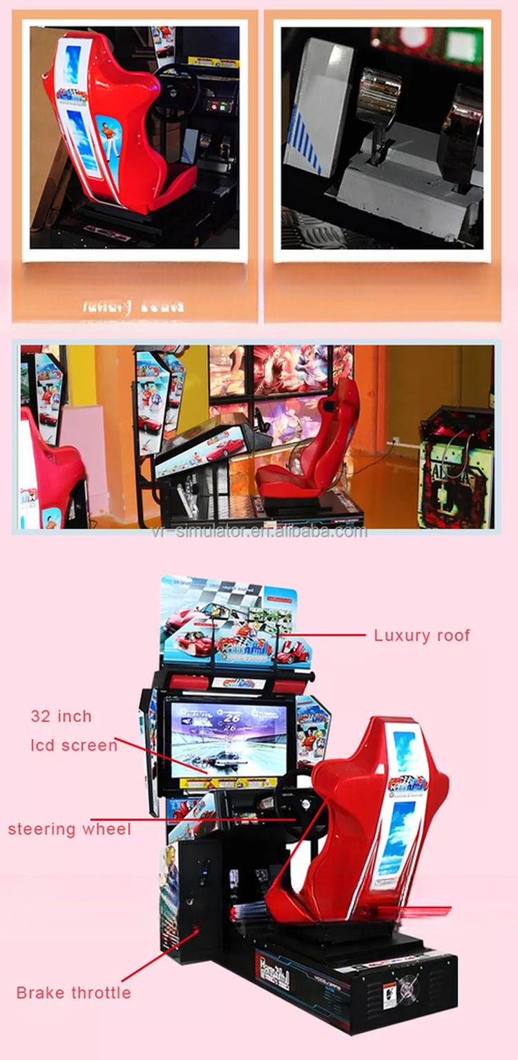 Single Person Coin Operated Car Racing Game Machine With 32inch HD LCD Screen